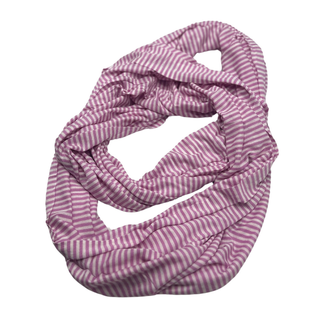 Soft Pink and White Striped Infinity Scarf - Lightweight and Stylish - Swaggy Steals