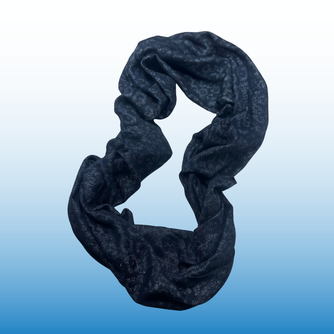 Elegant Blue and White Print Shimmer Infinity Scarf - Lightweight Fashion Accessory - Swaggy Steals