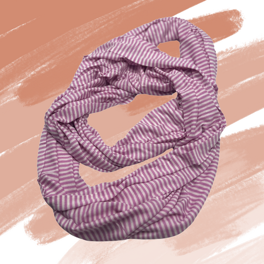 Soft Pink and White Striped Infinity Scarf - Lightweight and Stylish - Swaggy Steals